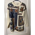 Rich's Designs Patchwork Floral Tapestry Knit Sweater Women's Size M vintage