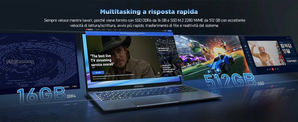 Pc Portatile 16.1" 16Gb Ram 512Gb SSD - Immagine 2 di 4