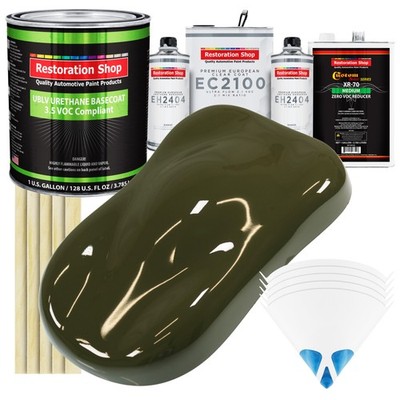 Olive Drab Green LOW VOC Urethane Auto Paint Gallon Kit & European Clear Coat