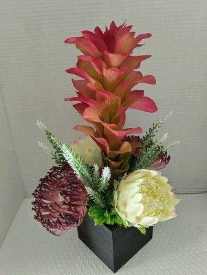 Ginger lily and Protea tropical floral arrangement tropical Hawaiian flowers