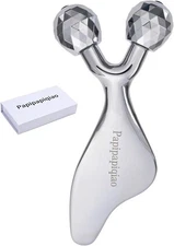 2-in-1  Gua Sha Tool & Face Roller–Facial Massager-Metal Cooling Tool