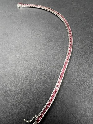 925 Sterling Silver And Morganite Tennis Bracelet