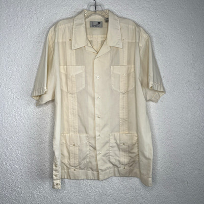 Havana Shirt Co. XL Guayabera Mexican Wedding Yellow Button Front Short Sleeve 