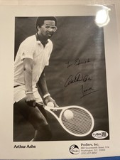 Arthur Ashe 8x10 B&W photo autographed personalized JSA Certified