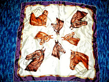 Vintage Japan Acetate Hand Rolled HORSE Head EQUESTRIAN Ladies SCARF