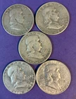 [Lot of 5] Franklin Half Dollar - 90% Silver