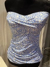 Draper James Tankini Swimsuit, Blue/White Floral, Op Strap,Top Only, Size M, NWT