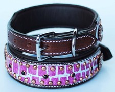 Large Rhinestone Dog Puppy Collar Crystal Cow Leather 6018