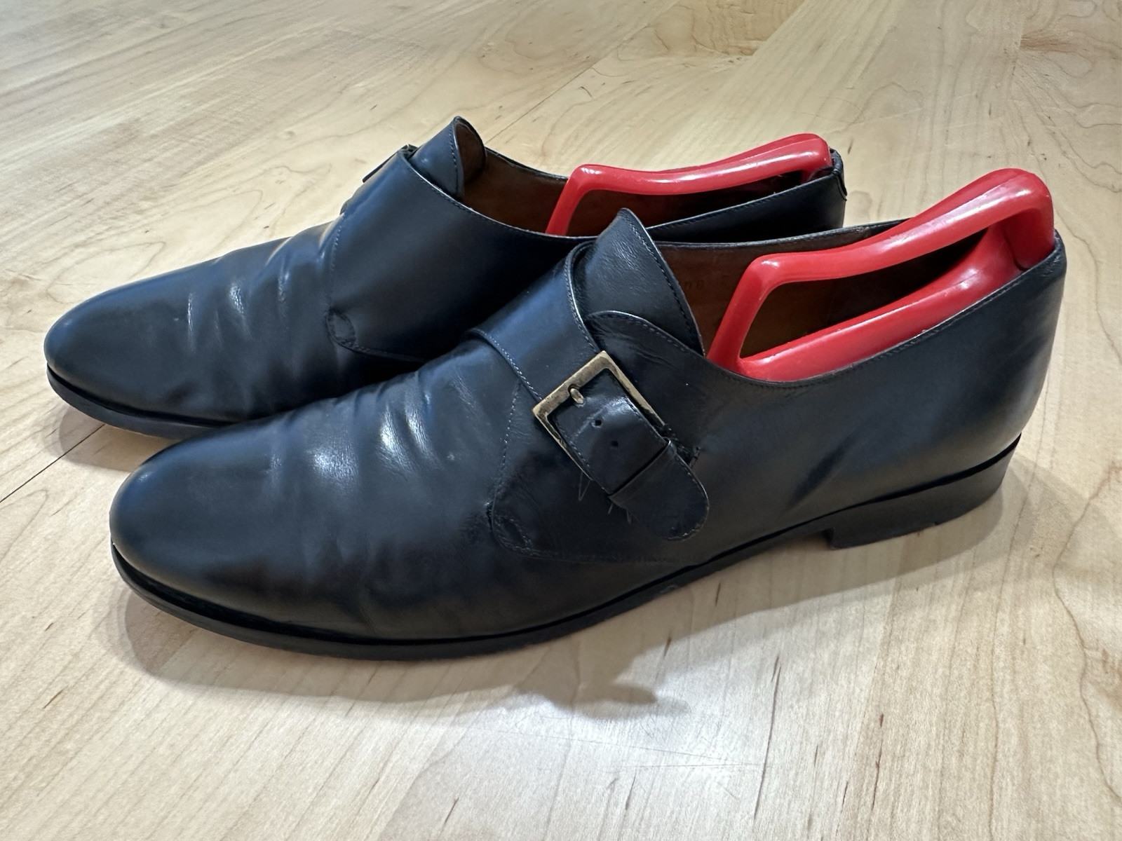 Salvatore Ferragamo Mens Size 10 D Black Leather Single Monk  display picture 1