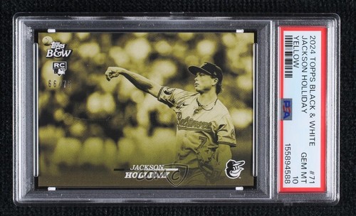 2024 Topps Black & White Yellow 66/75 Jackson Holliday PSA 10 GEM MT Rookie RC
