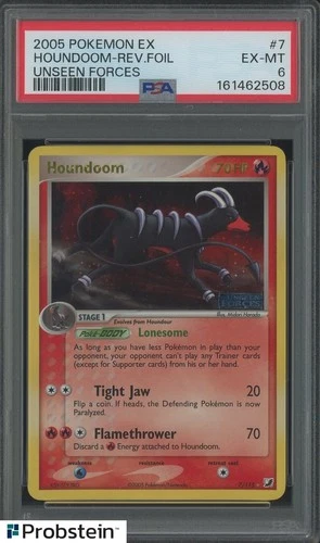 2005 Pokemon EX Unseen Forces #7 Houndoom Reverse Foil PSA 6 EX-MT