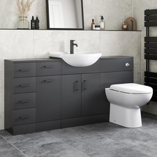 Bathroom Vanity Toilet Storage Laundry Combination Unit Basin Sink Modern Black