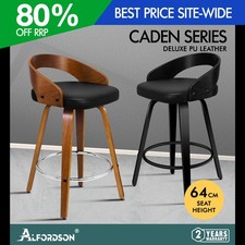 ALFORDSON Bar Stools Swivel Padded Seat Wooden Leg Kitchen Dining Counter Chair