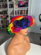 Handmade Crochet Rainbow Ruffle Hat
