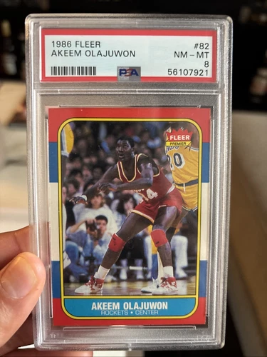 1986-87 Fleer - Hakeem Olajuwon #82 (RC) - NM - MT - PSA 8 