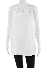 Molo Halter Lace Trim Ruffle Tank Top Blouse White Size S