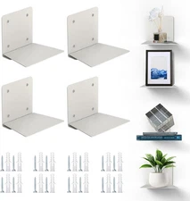 Eapele Floating Book Shelves for Wall, Steel Irregular square 4pcs, Grey 