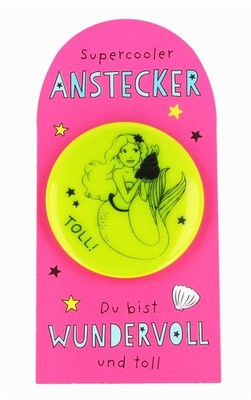 Heller SHEEPWORLD Reflektor Neon-Gelb zum Anstecken mit Meerjungfrau-Motiv
