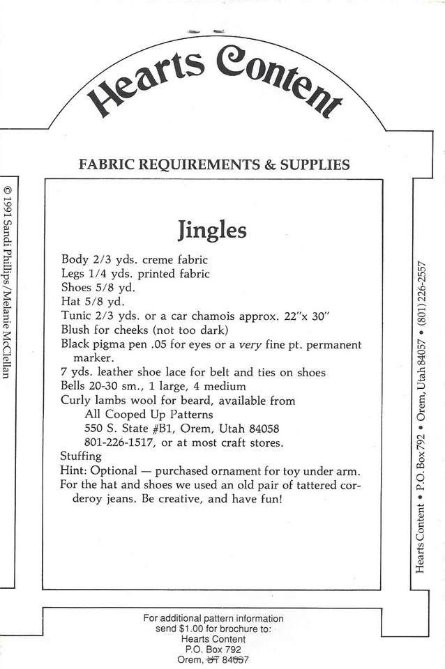 Elf Sewing Pattern - "Jingles" - 30" Tall Doll - Vintage - Best Seller - Image 3 of 4