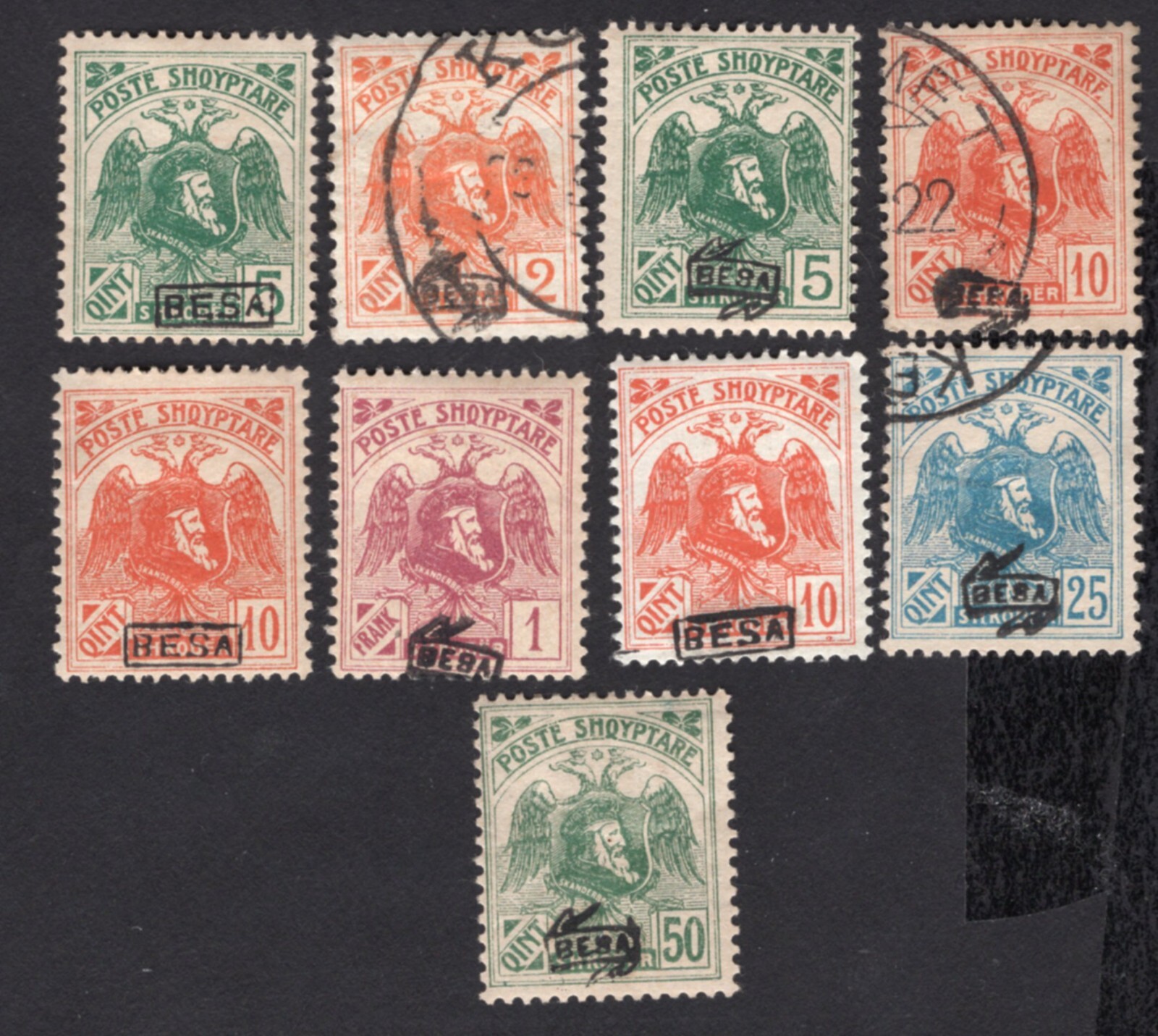Albania 1922 stamps Mi#76(2)-81(2-3)  START10%ONLY MH/used CV=164$