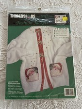 Dimensions Jolly Santa 80045 Iron-On Transfer Fashion Jacket Kit 1992 New Vintag