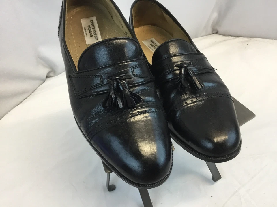 Zapatos Mocasines Pierre Cardin Espace Talla 9.5 Hombres Borlas Negras Italia Usados en Excelente Condición YGI H9S-30 Foto 4 de 4