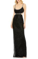 Mac Duggal 93664 Beaded Open Back Cut-Out Column Gown SZ 4 ($598) Black