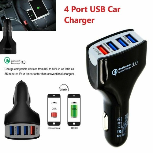 4USB Car Charger Adapter 12-24V With Socket Splitter Cigarette Lighter universal - Picture 3 of 7