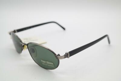Lunettes De Soleil Vintage Menrad 1672-241 - Cadre Argent/noir Ovale, Verres Verts