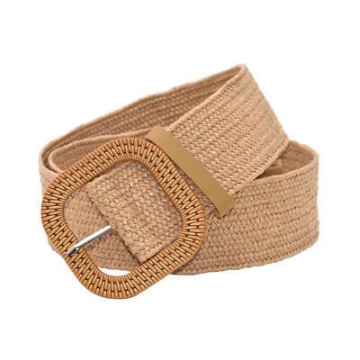 Women Belt Straw Woven Elastic Stretch Wide Waist Western Belt