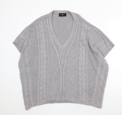 NEXT Damen Pullover grün V-Ausschnitt Baumwollmischung Größe M