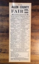 1967 Allen County Fair Lima Ohio Flyer Poster Original Paper INVAD02