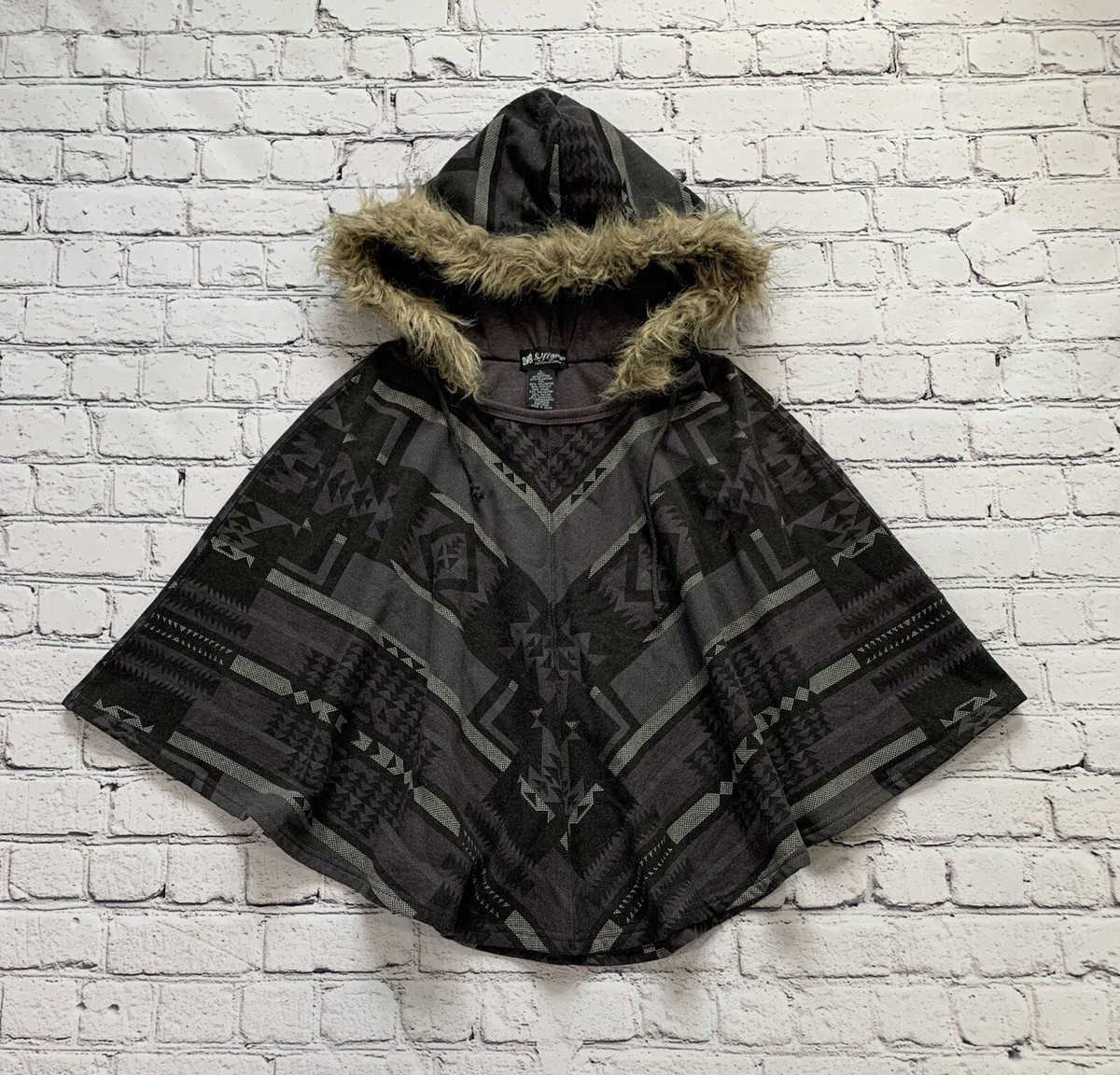 Y2K Self Esteem Women's L Gray Hooded Parka Poncho Y2K Self Esteem Women's L Gray Hooded Parka Poncho
