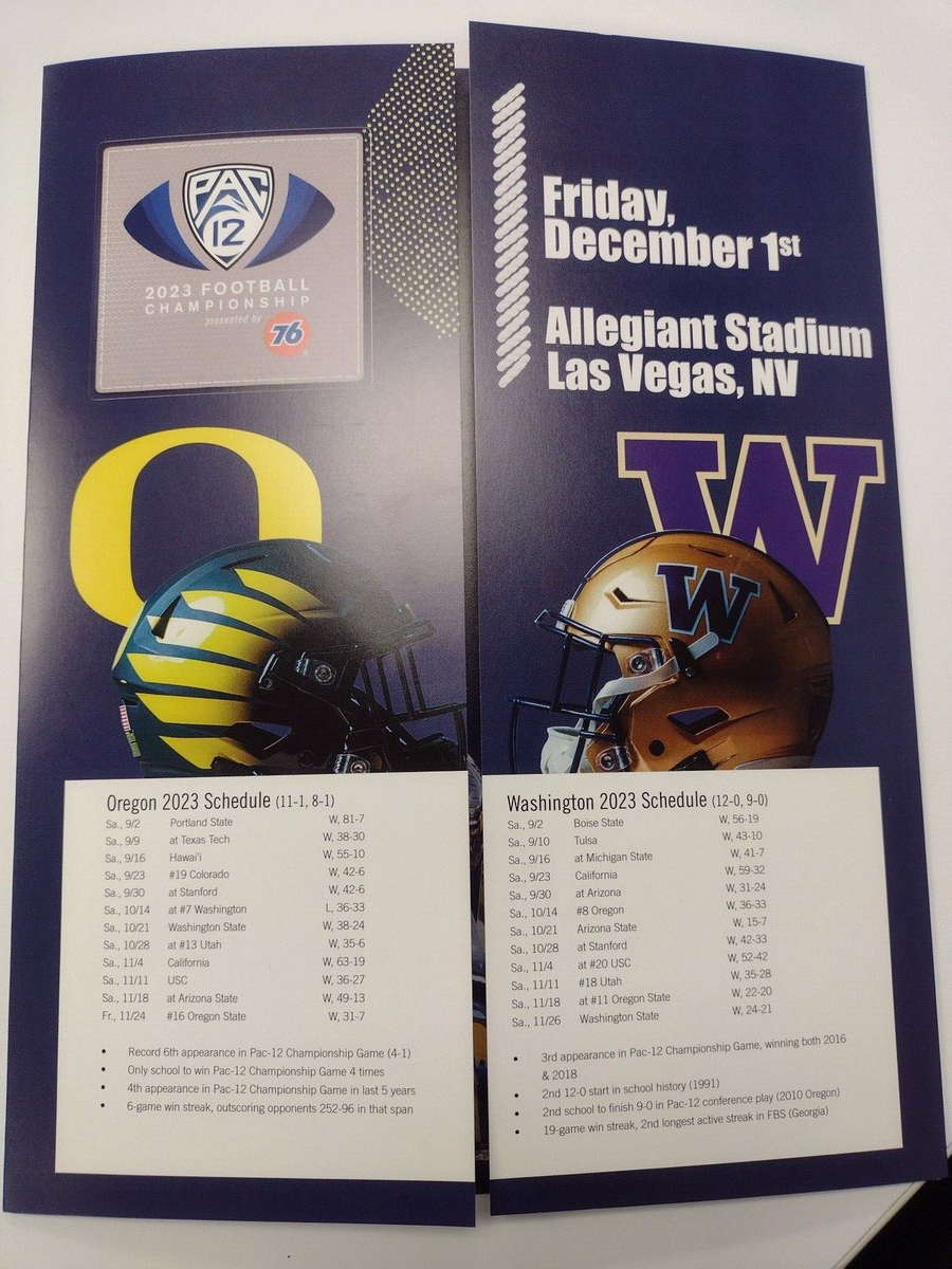 Pac-12 Championship Washington vs Oregon Roster Flip Card