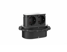 Einbau Piccolino Steckdose versenkbar 2fach edelstahlfinish Versenksteckdose