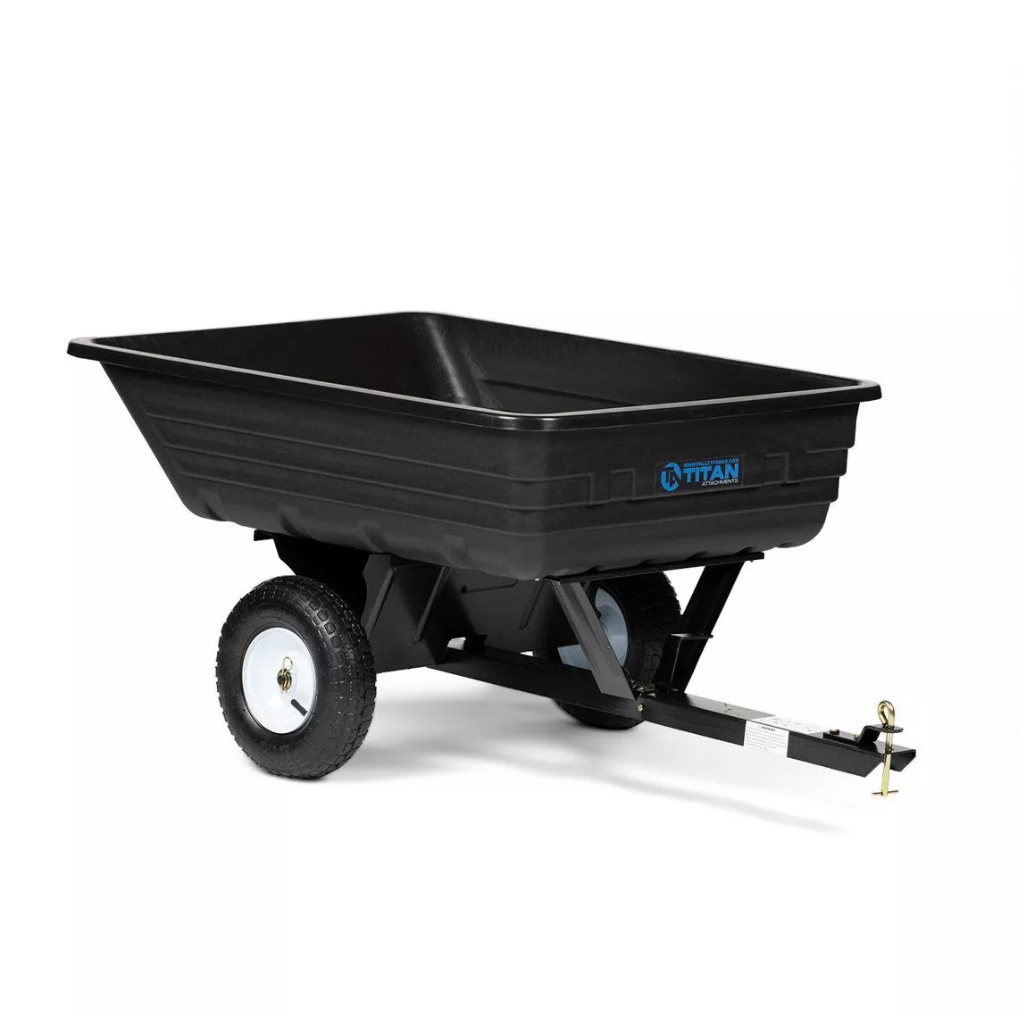 Titan Attachments 400 LB 10 Cu. Ft. Economy Poly Dump Cart for Lawn Tractor