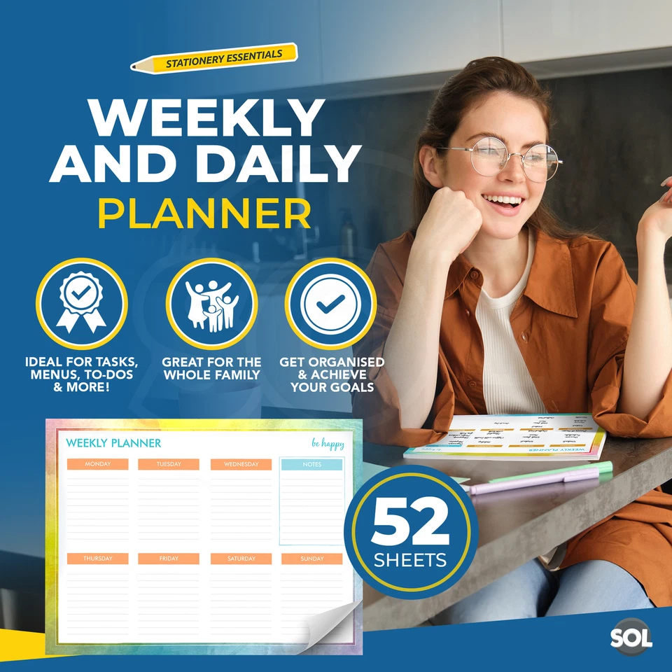 Weekly Planner Pad Daily To Do Food Meal List Organiser 52 Tear Off Sheets Notes - Image 3 of 4