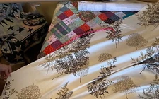 5 Yards, 21 Inches Tan / Brown Foliage Theme Drapery or Roman Shade Fabric