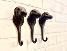 3 Rustic Brown Cast Iron Dog Hooks Coat Hooks Wall Hooks