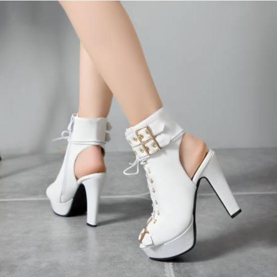 PANTOFOLA D’ORO Stivali sandali donna plateau tacco alto scarpe punta aperta cerniera alla moda