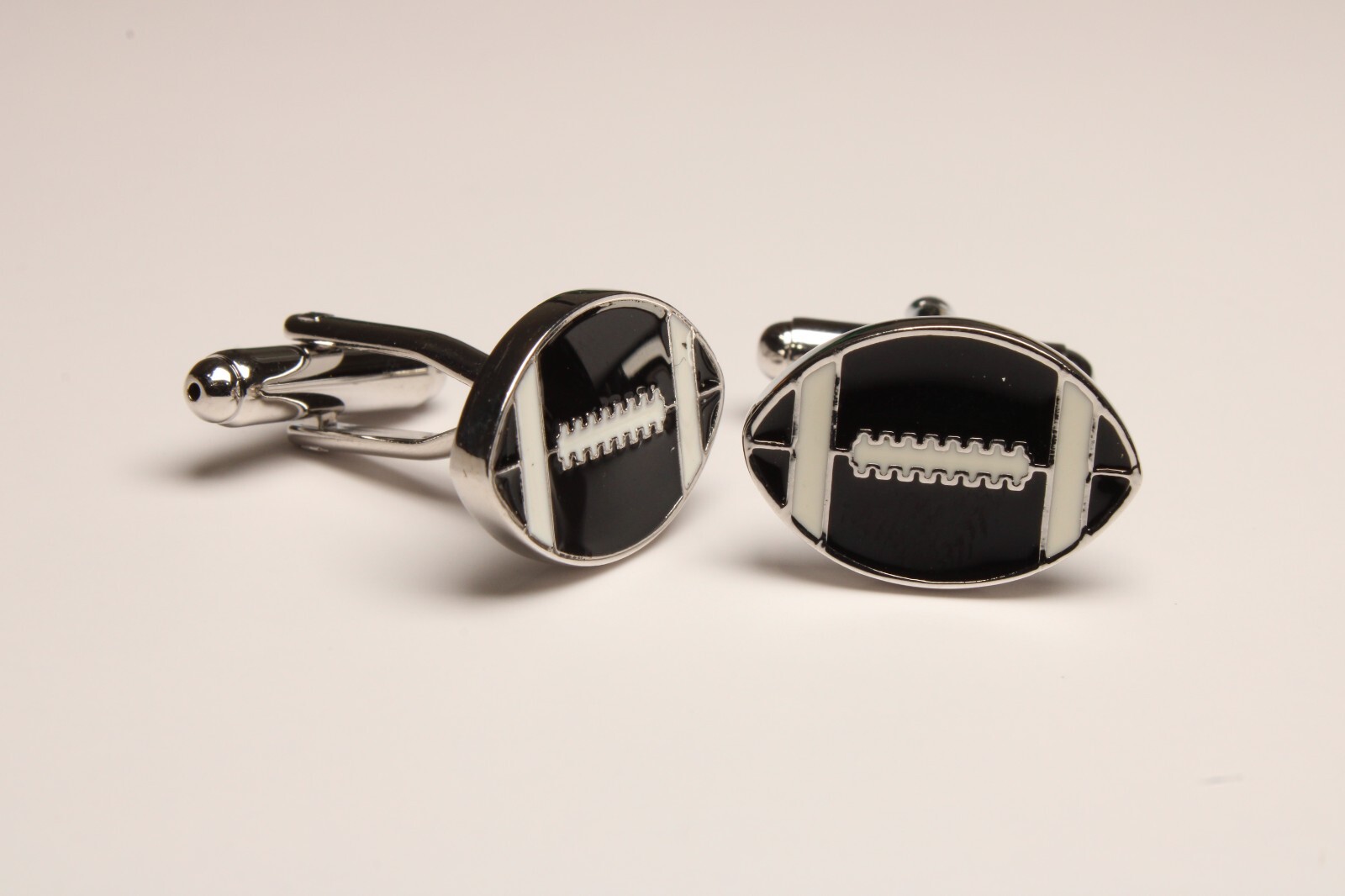 American Football Super Bowl Novelty Chrome Cufflinks, Black