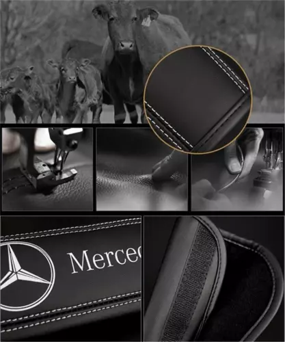 2pcs Car Seat Belt Cover Shoulder Cushion Pad Real Leather For Mercedes-Benz - Bild 4 von 12