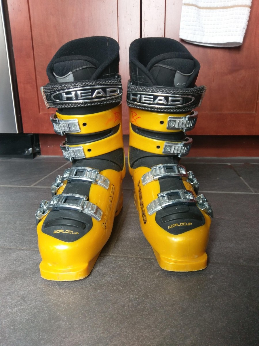 Head Worldcup Yellow Downhill Ski Boots - Size 26.0/26.5 | eBay
