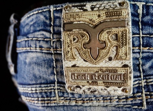$220 Mens Rock Revival Jeans "Raien" Snake Leather Inserts Straight 33 X 29 - Picture 4 of 12