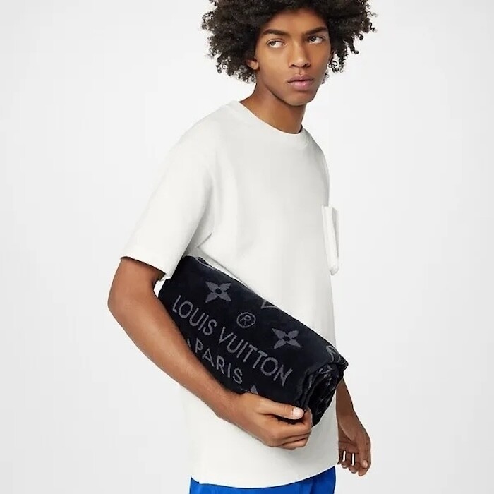 Louis Vuitton Beach Bath Towel Monogram Eclipse M73417 Cotton  