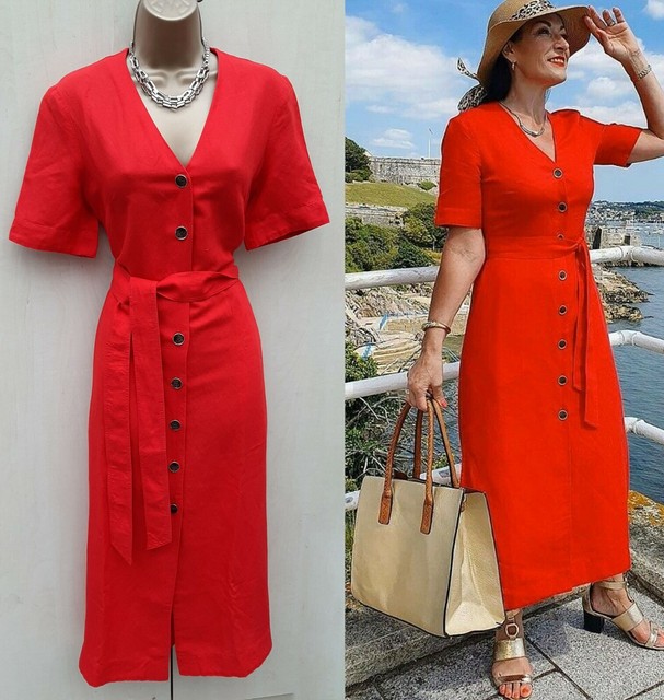 karen millen red linen dress