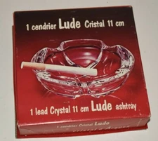 Vintage Lude France Lead Crystal Glass Ashtray UNUSED in Original Box