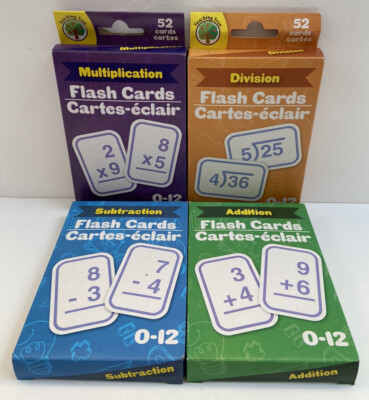4pc Math Flash Cards Set Addition Subtraction Multiplication Division Homeschool