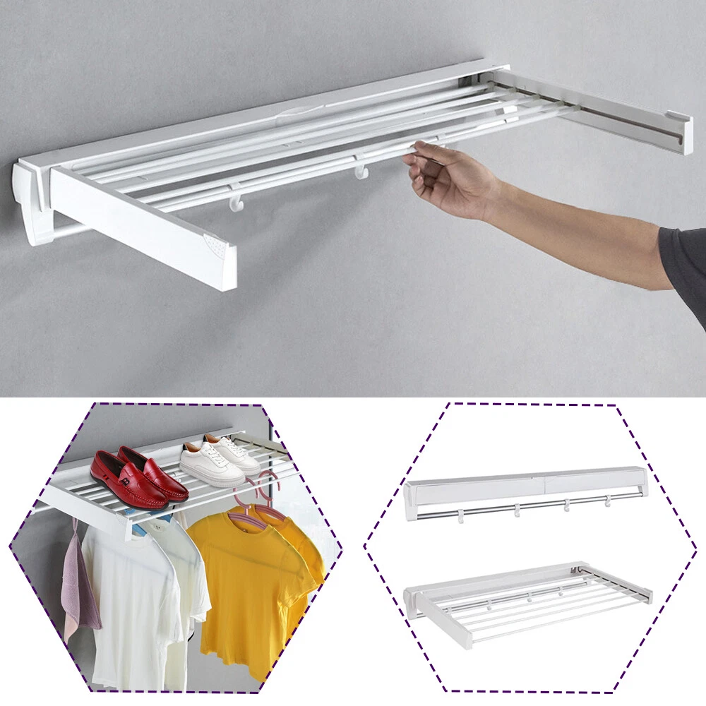 Laundry Clothes Storage Drying Rack Portable Folding Dryer Hanger Wall  Mounted