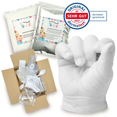LUCKY HANDS Baby 3D Abformset | 0-6 Monate | Handabdruck, Gipsabdruck, Geschenk Muttertag